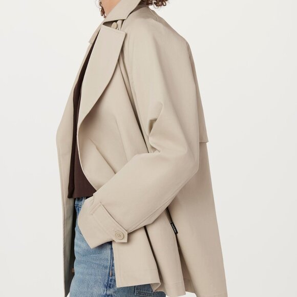 Frank And Oak The Cropped Trench Coat in Light Beige Size MM - Picture 3 of 3